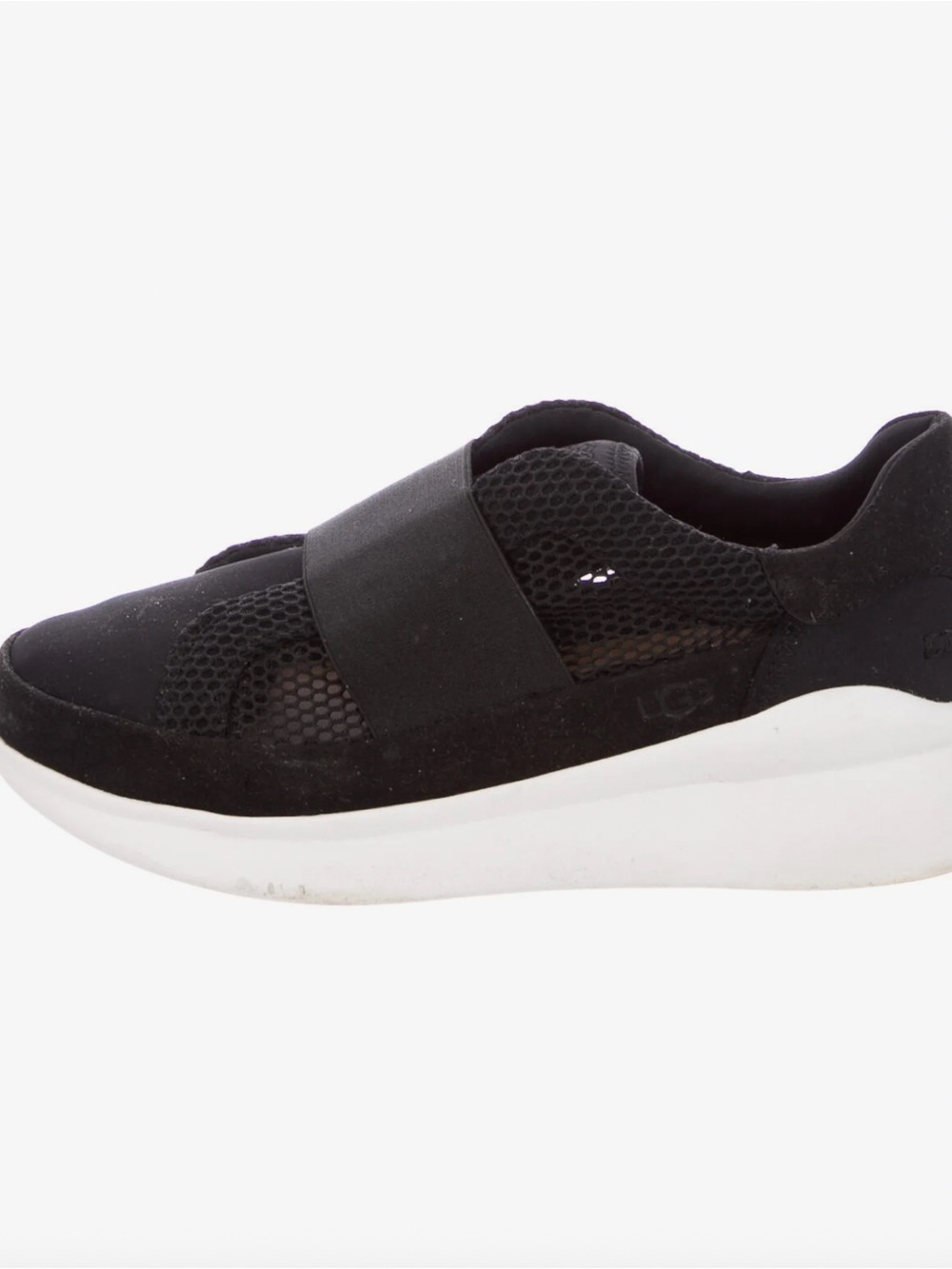 UGG Women’s Black Mesh Slip-On Sneaker with White Platform